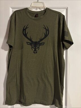 Olive Green Bucked up Deer Graphic Tee -